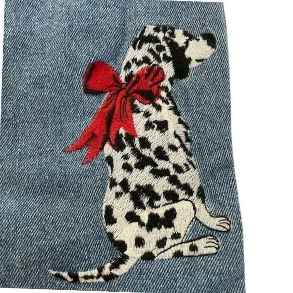 Dry Goods Company Jeans Woman Sz 6 Dog Embroidery High Rise Animal 90s Retro - Picture 4 of 9